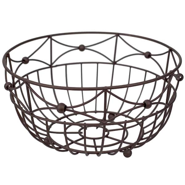 Home Basics Arbor Collection Large Capacity Decorative Non-Skid Steel Fruit Bowl, Oil Rubbed Bronze