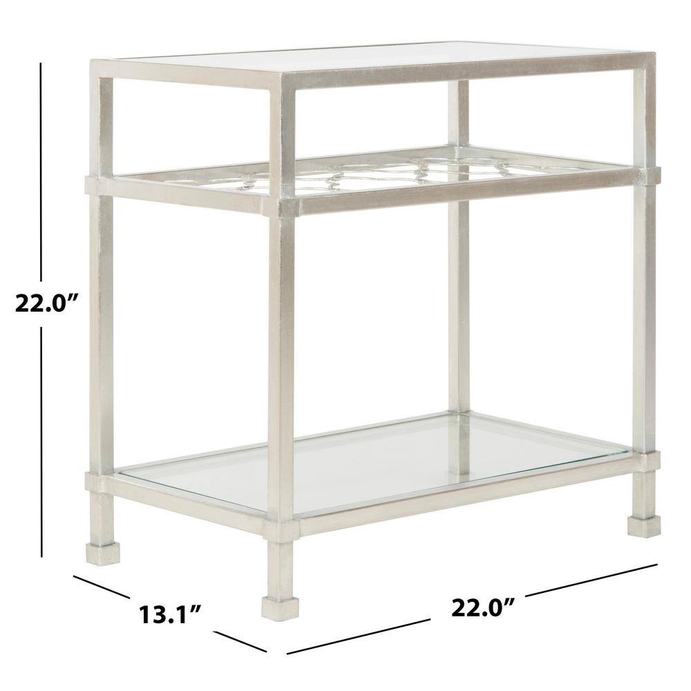 Hanzel Silver Leaf and Glass Rectangular Side Table