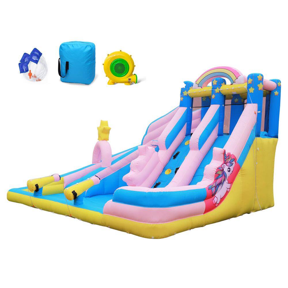 Inflatable Water Slide: 6 in 1 Bounce House for Kids 3-12 - Climbing Wall Splash Pool with 2 Slides price history on PriceWatchPro
