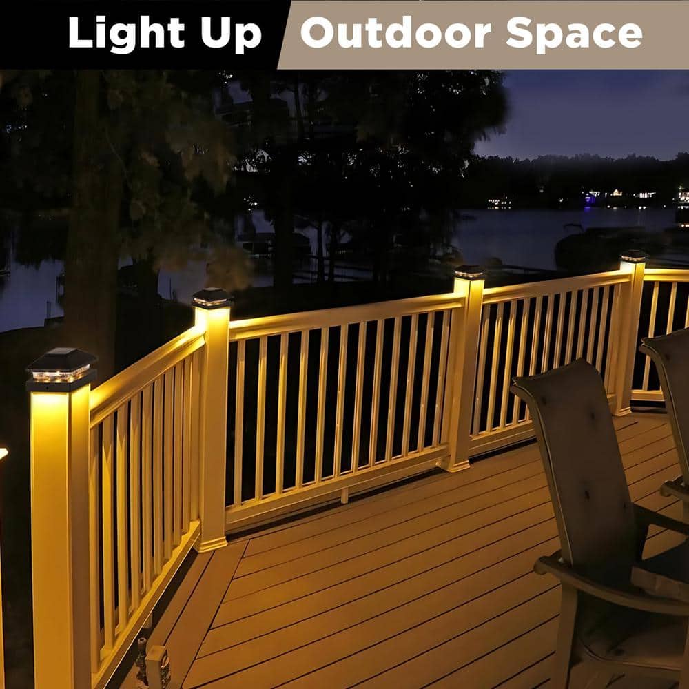 8-Pack Black Solar LED Post Cap Lights for 4x4 Posts