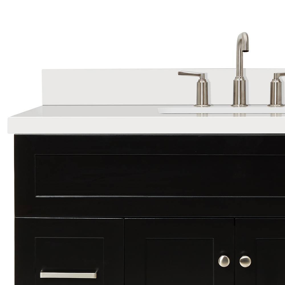 Hamlet 43" Black Solid Wood Vanity with White Quartz Top