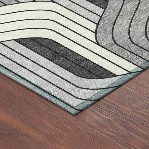 Chantille Machine Washable Indoor/Outdoor Abstract ACN2422 Ivory 8 ft. x 8 ft. Round Rug