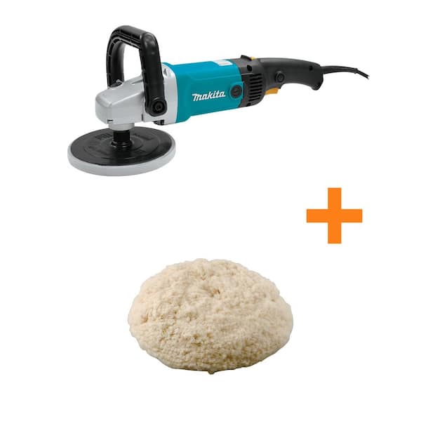 Makita 10-Amp 7 in. Corded Variable Speed Sander/Polisher w/ Backing Pad, & Side Handle with 7 in. Compounding Pad