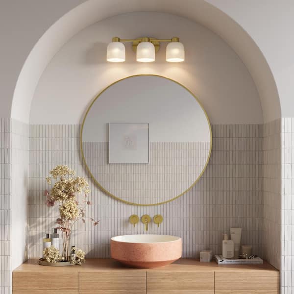 Progress Lighting Avec 22-in. 3-Light Brushed Gold Contemporary Bath Vanity Light