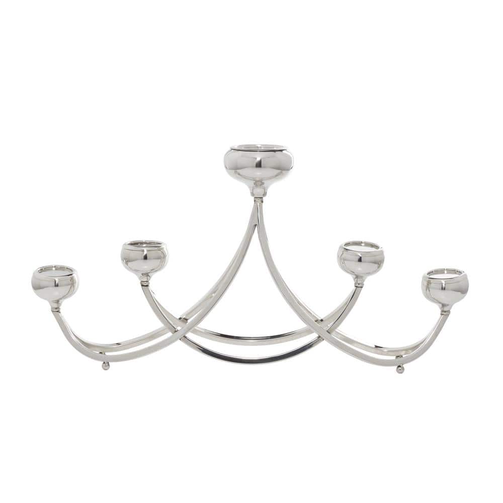 Silver Stainless Steel 28" 6-Holder Candelabra