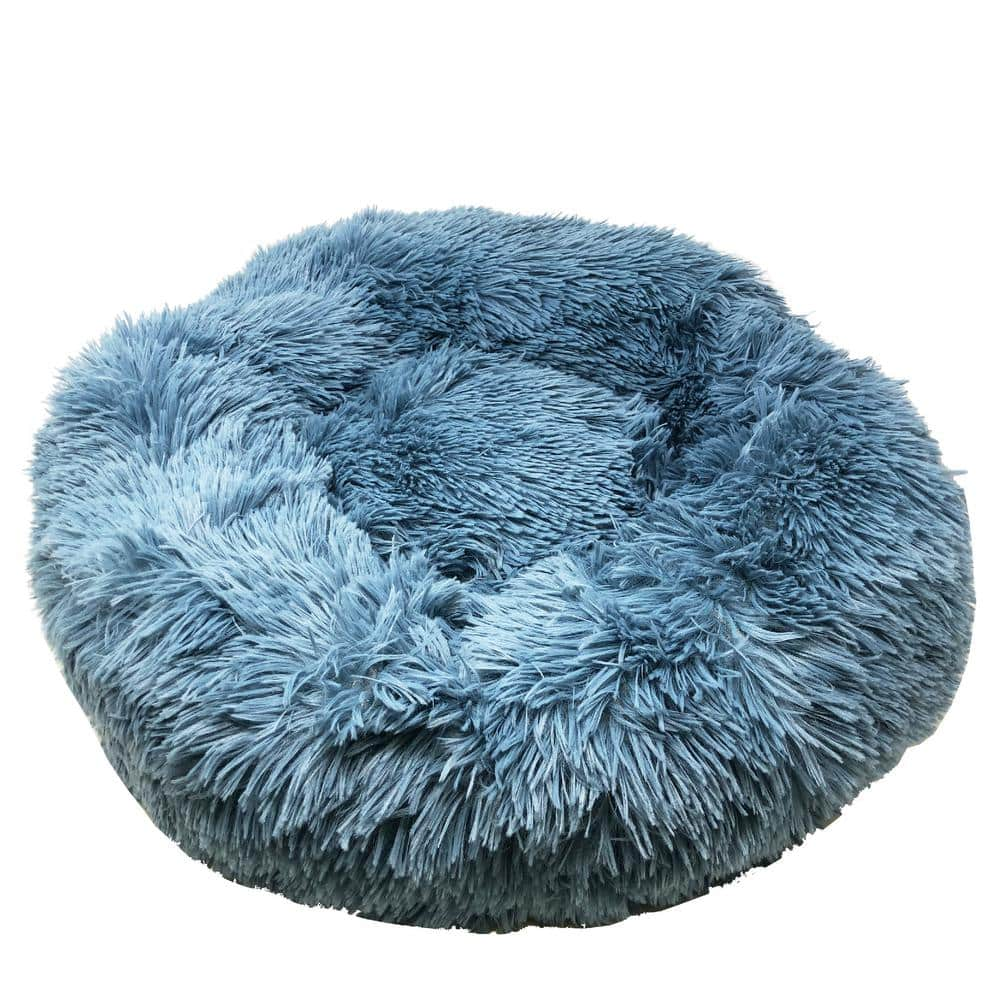 PET LIFE Medium Blue Nestler High-Grade Plush and Soft Rounded Dog Bed ...