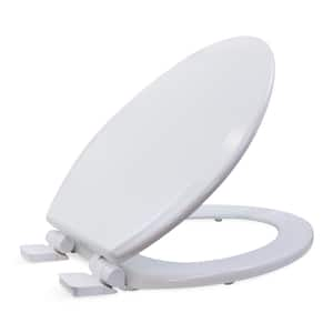 Elongated Molded Wood Slow Close, Easy Remove, Adjustable Hinge Front Toilet Seat in White 16-3/4" x 13-1/2" x .71"