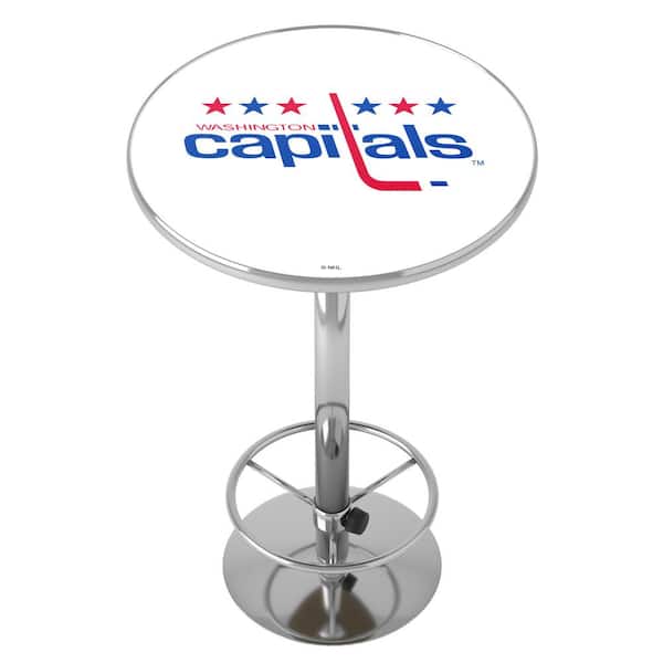 Unbranded Washington Capitals Vintage 27 in. Chrome Round Table Top with Adjustable Foot Rest
