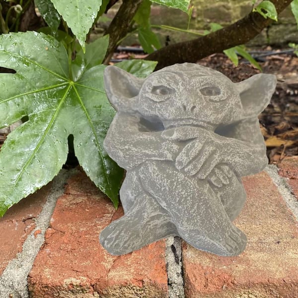 Unbranded - English Antique Concrete 4.75 in. H x 5 in. W "Le Beau" Gargoyle Garden Decor Single Piece