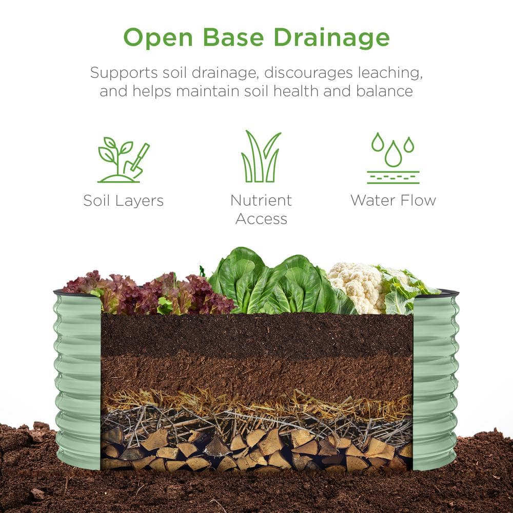Sage Green Powder-Coated Steel Outdoor Raised Garden Bed