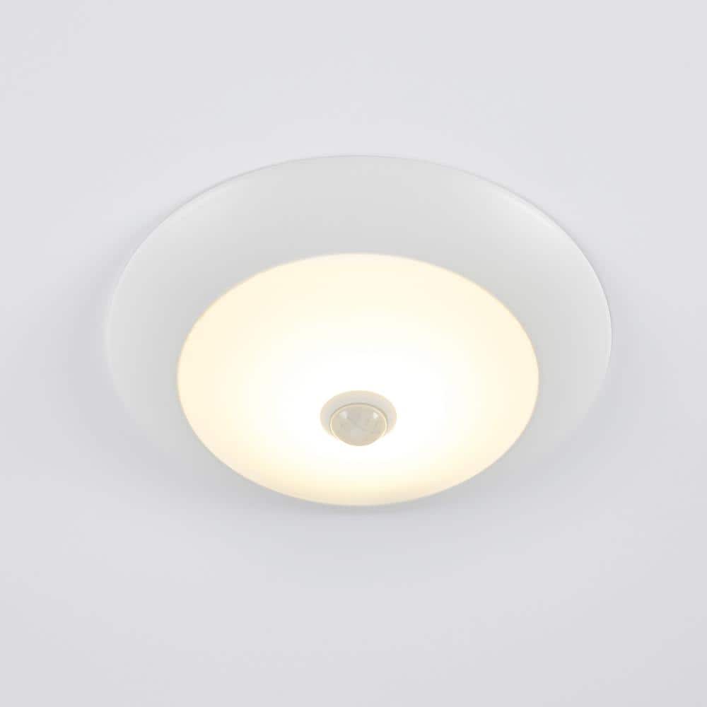 White Round LED Motion Sensor Flush Mount Ceiling Light