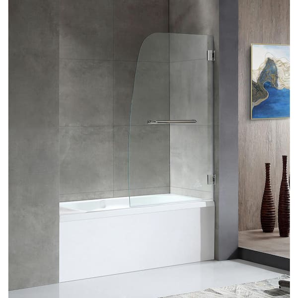 ANZZI 60 in. L x 32 in. W x 79 in. H Right Drain White Rectangular Tub with Frameless Hinged Tub Door in Polished Chrome