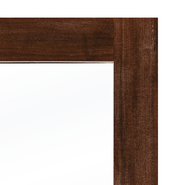 DIY RTA KIT 32in.x80in.HemlockRight-Hand/Inswing 3-Lite Clear Glass Red Mahogany Stain Wood Ready To Assemble Front Door