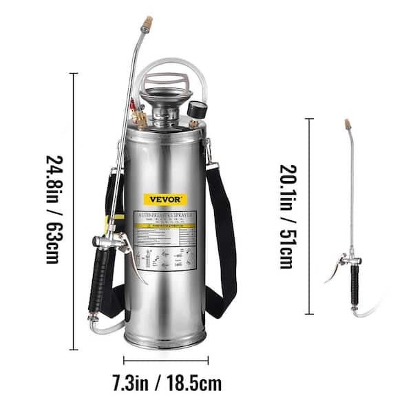 VEVOR 3 Gal. Stainless Steel Sprayer Adjustable Nozzle Hand Pump Sprayer  Set with 20 in. Wand, Handle and 3ft. Reinforced Hose PWQBXG10L00000001V0 -  The Home Depot