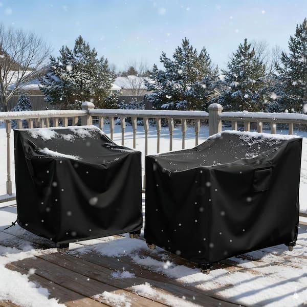 210 D Oxford Patio Chair Cover 2-Pack Outdoor Furniture Protection Fitup to 29 in. W x 30 in. D x 36 in. H Black