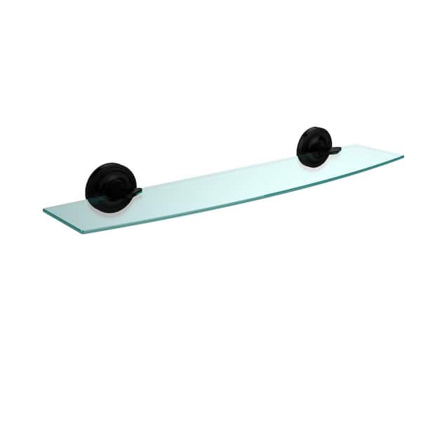 Allied Brass Regal 24 in. L x 3-1/8 in. H x 5 in. W Clear Glass Bathroom Shelf in Matte Black