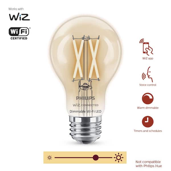 Soft White A19 LED 40-Watt Equivalent Dimmable Smart Wi-Fi Wiz Connected Wireless Light Bulb (4-Pack)