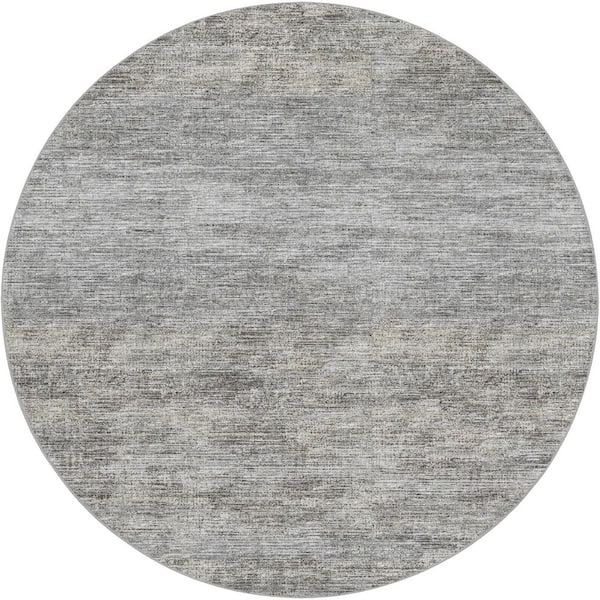 Dream Shag Premium Machine Washable Abstract ADS32 Silver 8 ft. x 8 ft. Round Rug