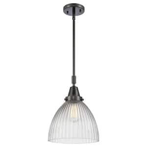 Seneca Falls 100-Watt 1-Light Matte Black Standard Mini Pendant Light with Clear Glass Shade, No Bulbs Included