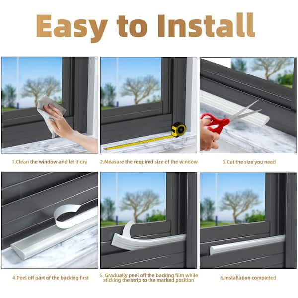 silicone weather stripping and brush seal installed on bathroom window frame edges