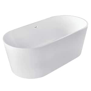 Aqua Eden 59 in. x 30 in. Acrylic Freestanding Soaking Bathtub in White with Drain