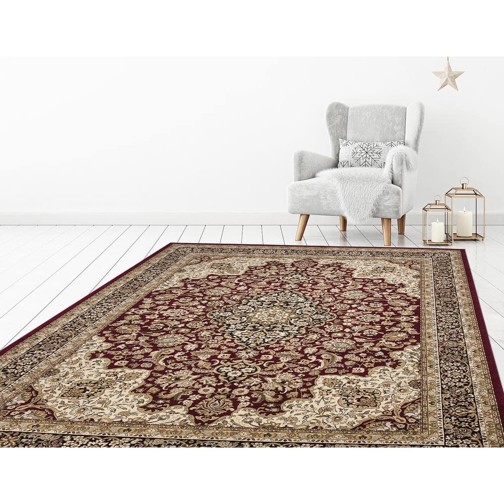 Silk Road Red 9 ft. x 13 ft. Medallion Area Rug - thumbnail 4