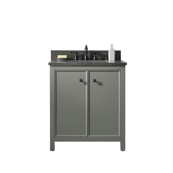 Legion Furniture 30 in. W x 22 in. D Vanity in Pewter Green with Marble Vanity Top in White with White Basin with Backsplash