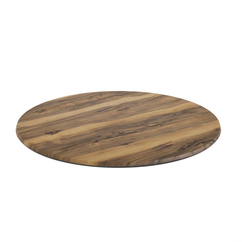 TopGuard Round Natural Wood 31.25 in. Indoor Outdoor Dining Table Seats 3 HPL Wrapped Table Top Only