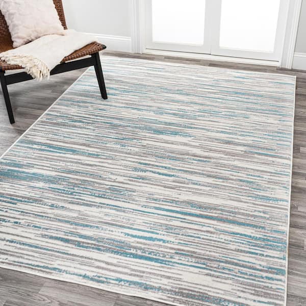 JONATHAN Y Speer Gray/Blue 3 ft. x 5 ft. Abstract Linear Stripe Area Rug