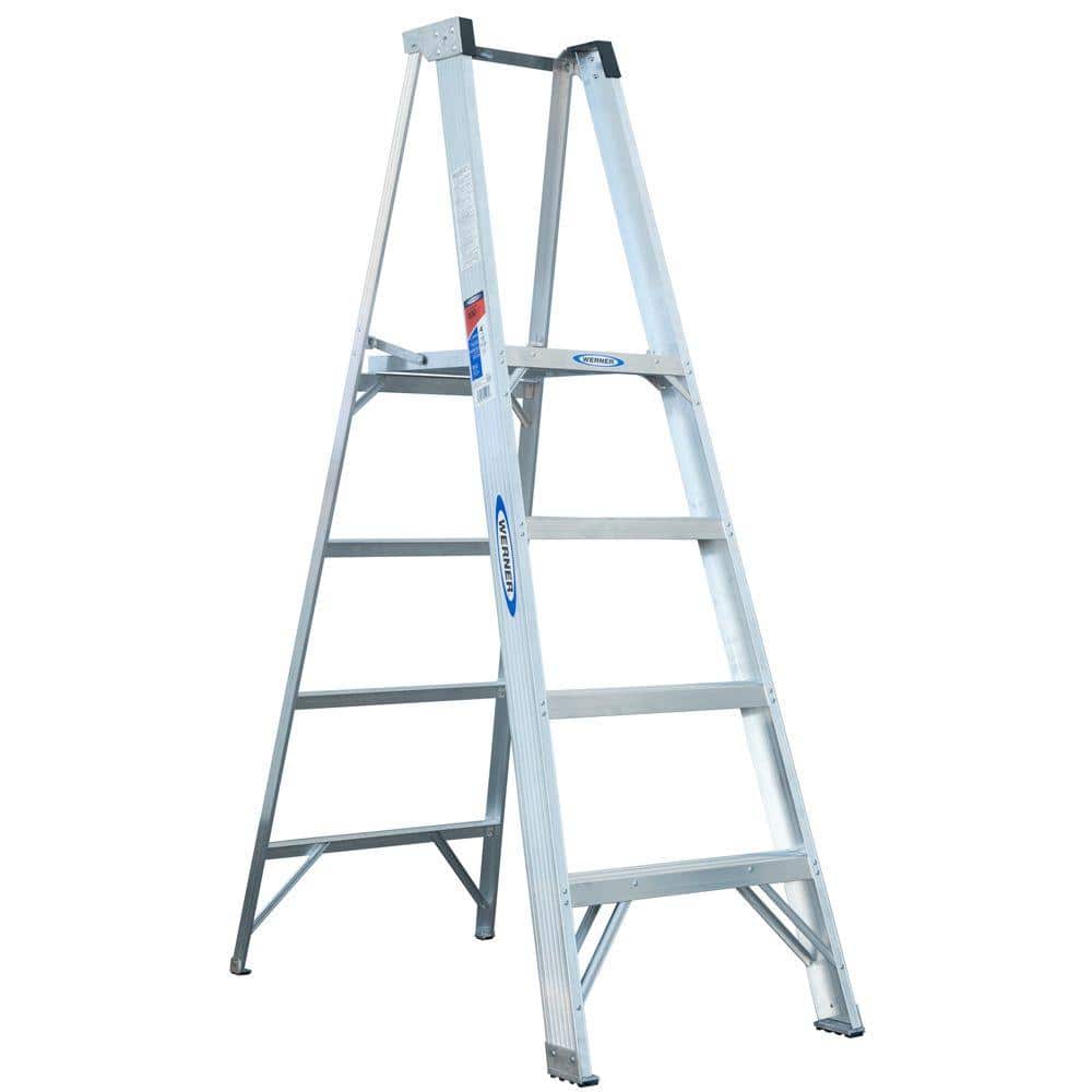 Werner 4 ft. Aluminum Platform Step Ladder (10 ft. Reach Height) with 300 lb. Load Capacity Type IA Duty Rating -  P374
