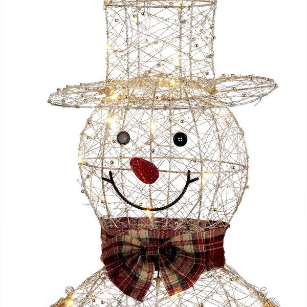 Alpine 71 in. Gold Wire Holiday Decor Snowman with Warm