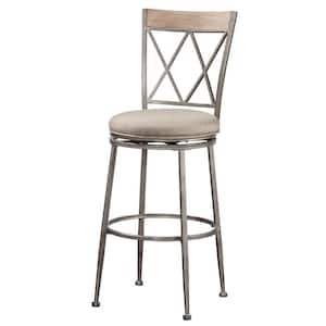 Stewart 26 in. Aged Pewter and Silver Swivel Indoor/Outdoor Counter Stool
