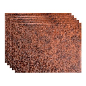 Hammered 18.25 in. x 24.25 in. Vinyl Backsplash Panel in Moonstone Copper (5-Pack)