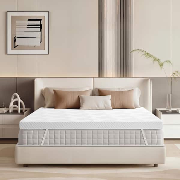 3" Extra Firm Full Mattress Topper,Gel Memory Foam Bed Pad with Washable Cover & Anti-Slip Straps Queen Size