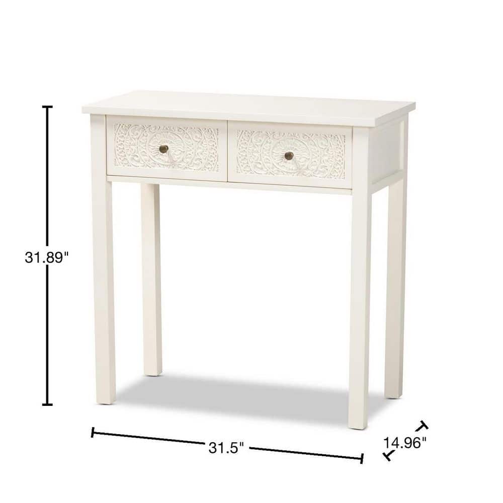 Lambert Classic White Firwood 2-Drawer Console Table
