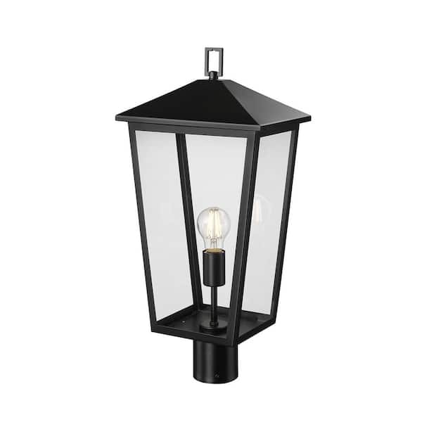Munger 1-Light Powder Coated Black Aluminum Hardwired Outdoor Pier Mount with A19 No Bulbs Included