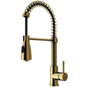 Brant Single Handle Pull-Down Sprayer Kitchen Faucet in Matte Brushed Gold