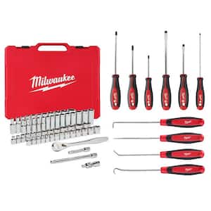 Mechanic Hand and Tool Set with 3/8 in. Drive SAE Metric Ratchet, Socket, Screwdriver, Hook and Pick (66-Piece)