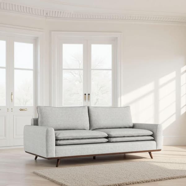 Yaana 82.5 in. Square Arm Cotton Rectangle Shape Sofa in. Dark Brown and Light Gray