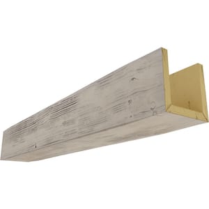 4 in. x 6 in. x 14 ft. 3-Sided (U-Beam) Sandblasted Burnished Pine Faux Wood Ceiling Beam
