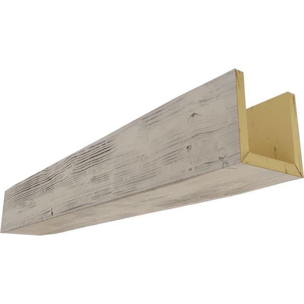 Ekena Millwork 4 in. x 6 in. x 14 ft. 3-Sided (U-Beam) Sandblasted Burnished Pine Faux Wood Ceiling Beam