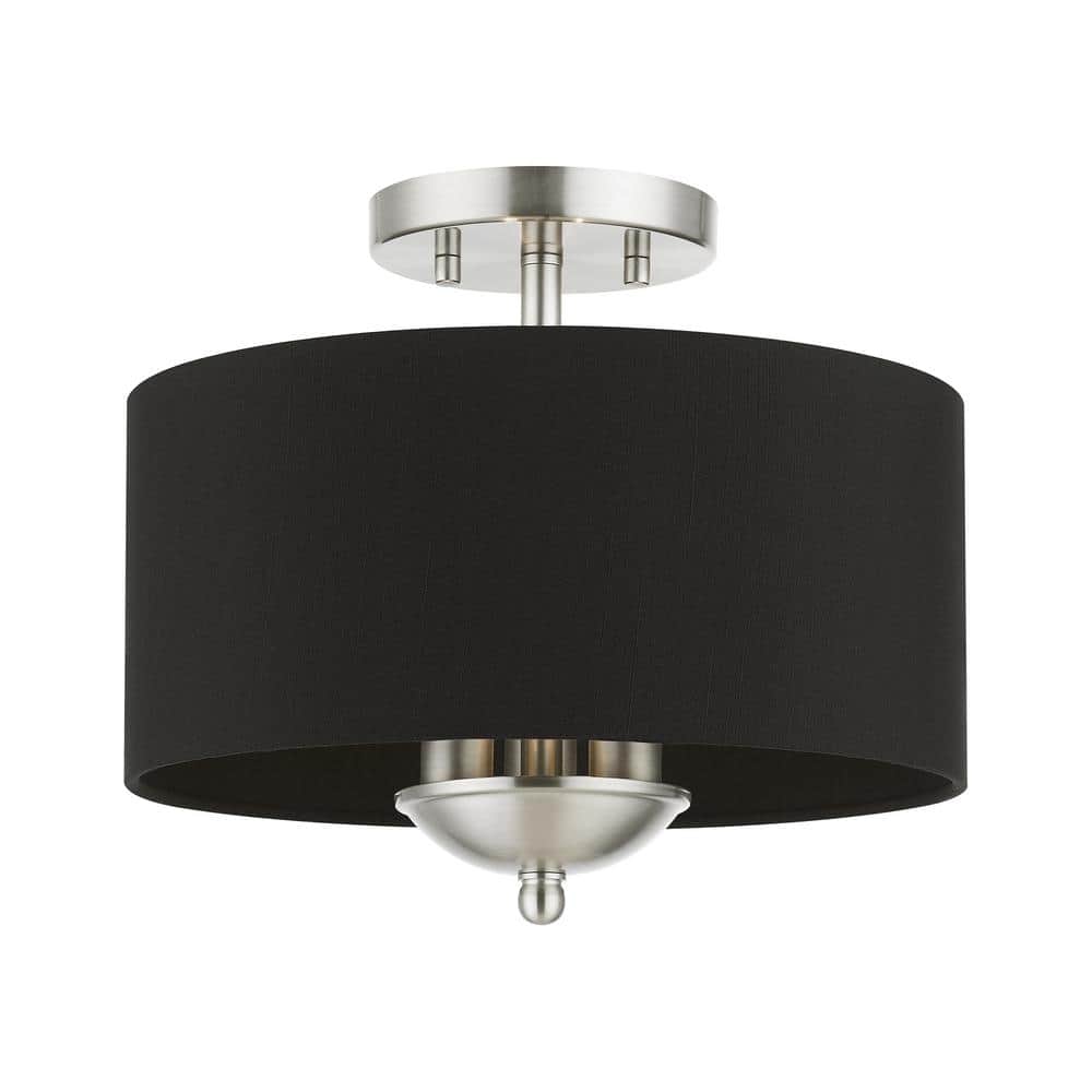 Huntington 12" Brushed Nickel Drum Semi-Flush Mount Light