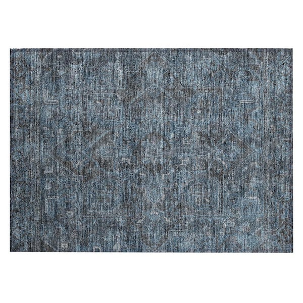 Navy and Black 2 ft. x 3 ft. Woven Oriental Rectangle Indoor/Outdoor Area Rug