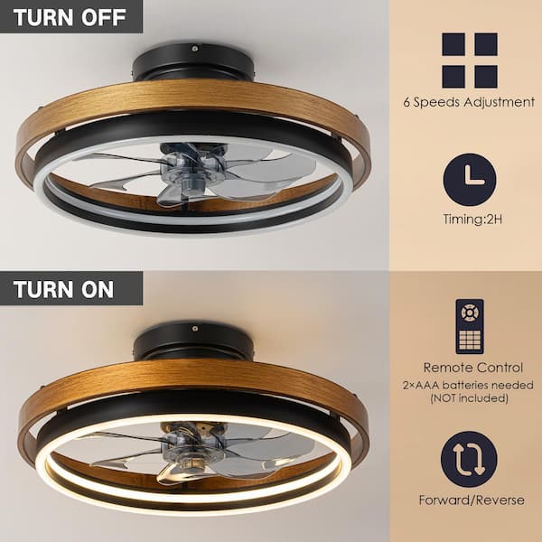 Rennnsan 0.98 ft. 1-Light Brown Farmhouse LED Indoor Woodgrain