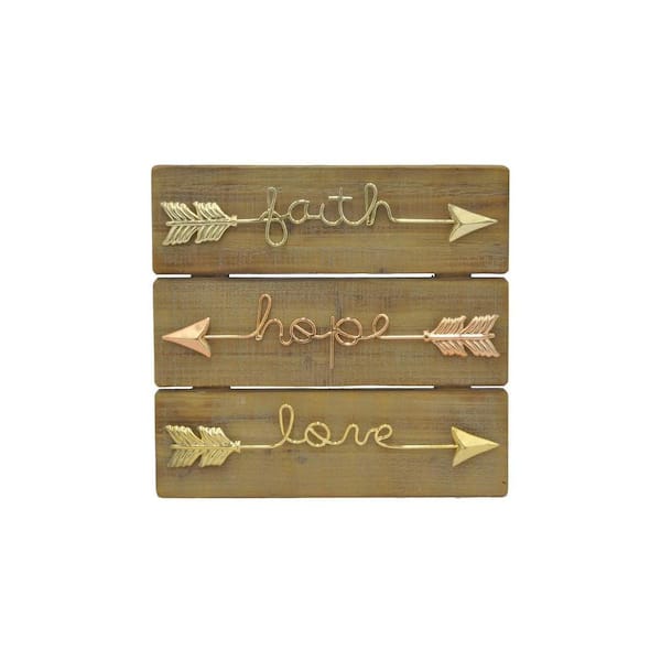 Unbranded Arrow Words Multicolor Metal and Wood Wall Sculpture