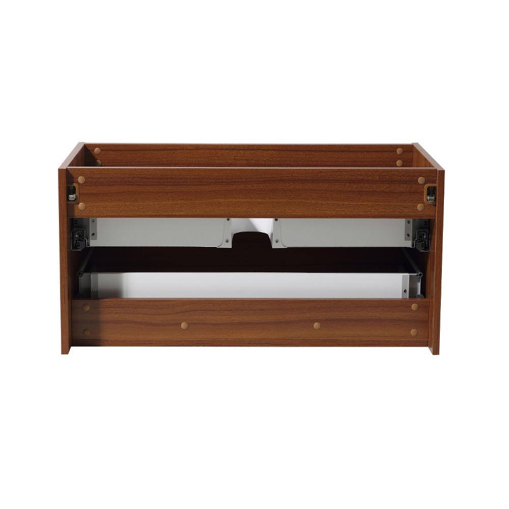 Modern Teak and Acrylic 35" Wall-Mounted Single Vanity