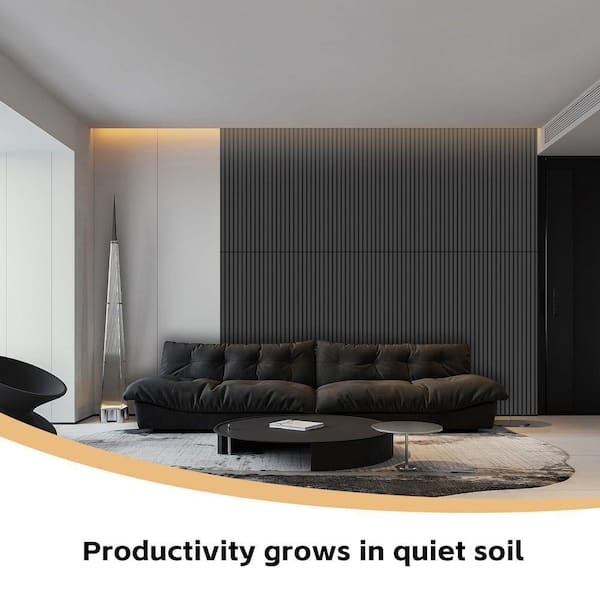 Matte Black Wood Slat Acoustic Panels for Wall 4-Piece Set 47.2 x