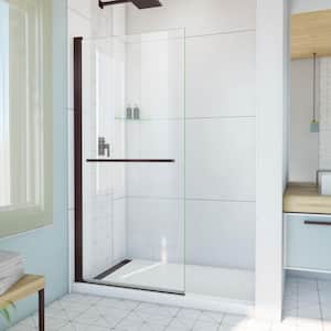 Aqua-Q Swing 34 in. W x 72 in. H Pivot Frameless Shower Door in Oil Rubbed Bronze with Clear Glass