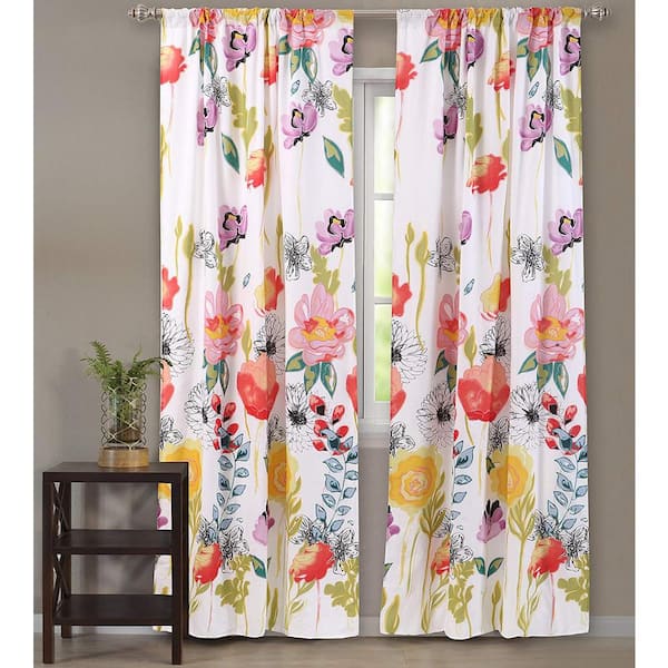 Multi Colored Fl Rod Pocket Sheer, Bright Colored Sheer Curtains