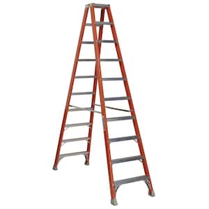 10 ft. Fiberglass Twin Step Ladder with 300 lbs. Load Capacity Type IA Duty Rating